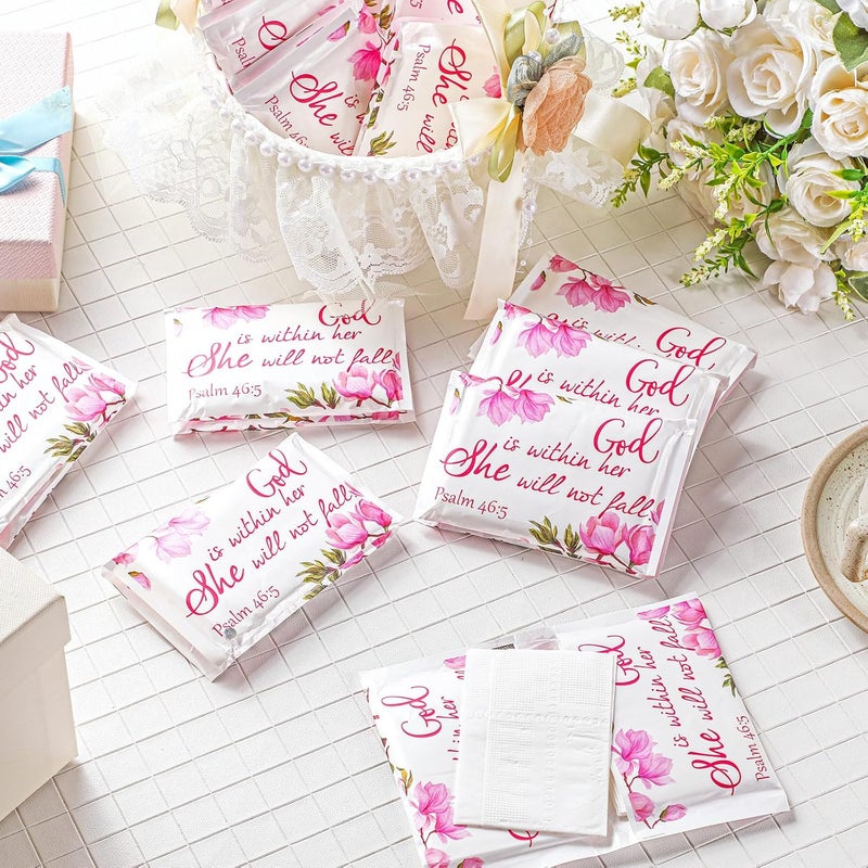 Sinmoe 60 Pack Christian Easter Pocket Tissues Gifts Bible Verse Mini Travel Tissues Size Wallet Facial Napkin for Woman Religious Party Charity Event Church Supplies(Sweet Style) - Image 2